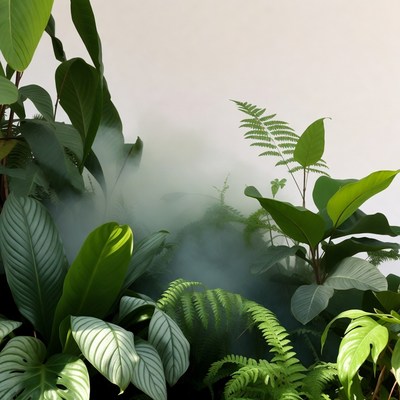Indoor garden with mist effects