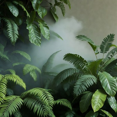 Green plants with smoke in background