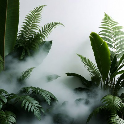 Greenery with fog in a natural setting