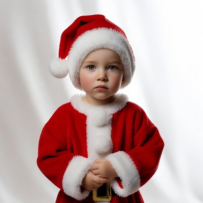 Child dressed as santa claus