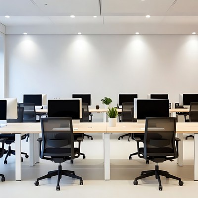 Modern office workspace during the day