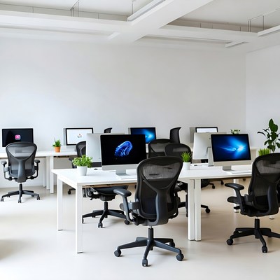 Modern office workspace with computers