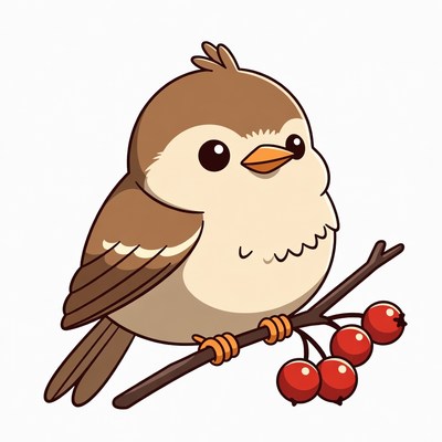 Cute bird sitting on branch