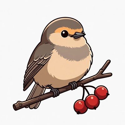 Bird sitting on a branch with berries