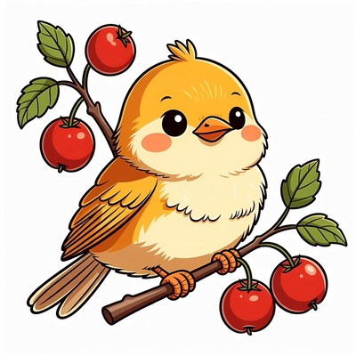 Cute bird sitting on a branch