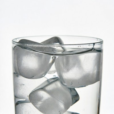 Ice cubes in a glass of water