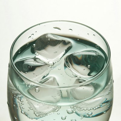 Glass of water with ice cubes
