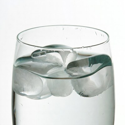 Clear glass of water with ice