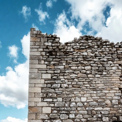 Rocks under a bright sky