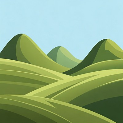 Rolling green hills under blue sky