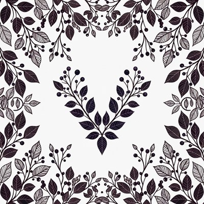 Floral pattern with leaves and berries