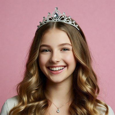 Young girl wearing a tiara