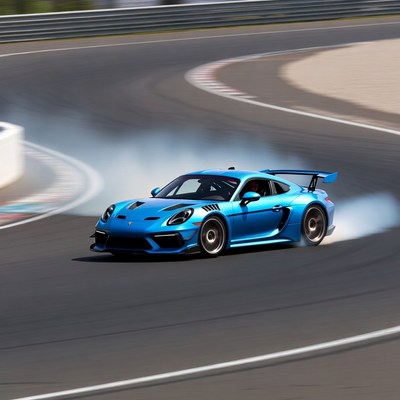 Car drifting on racetrack in daytime