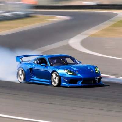 Race car drifting on track