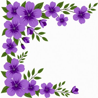 Purple flower corner design for decoration