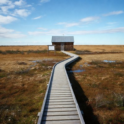 Pathway to the wooden house