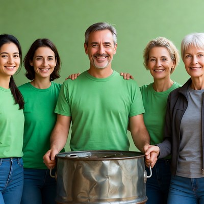 Group of people volunteering for cleanup effort