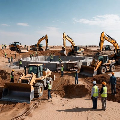 Construction site in progress with machinery