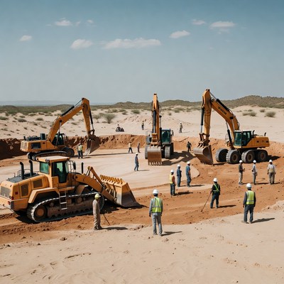 Construction work on desert site