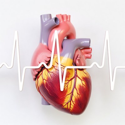 Heart and ecg line close up