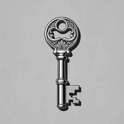 Old key with detailed design