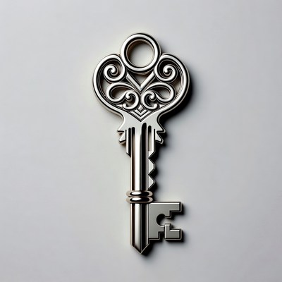 Decorative key on gray background
