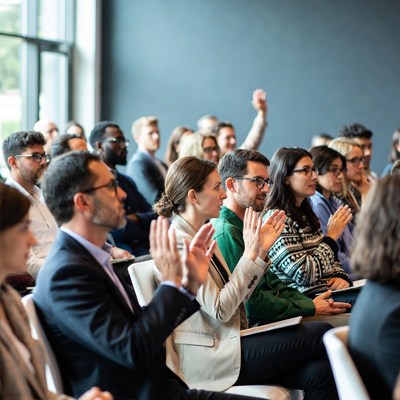 People engaged at a conference event