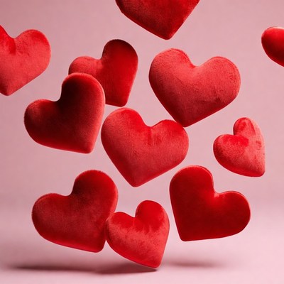 Floating red hearts in the air