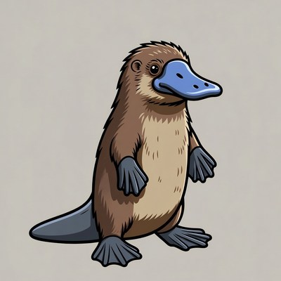 Platypus standing on two legs
