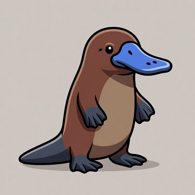 Cartoon platypus standing on two feet