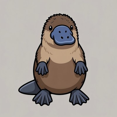 Cute cartoon platypus smiles at viewers