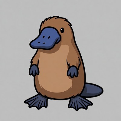 Platypus standing on a gray background