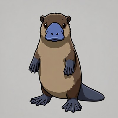 Cartoon of a platypus standing upright
