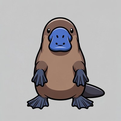 Cute cartoon platypus standing still