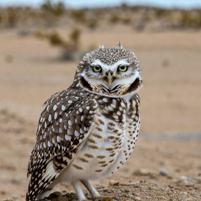 Burrowing owl in desert habitat