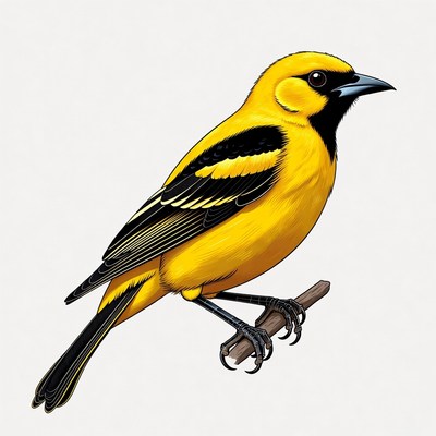 Bright yellow bird perched on a branch