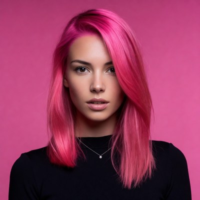 Young woman with pink hair