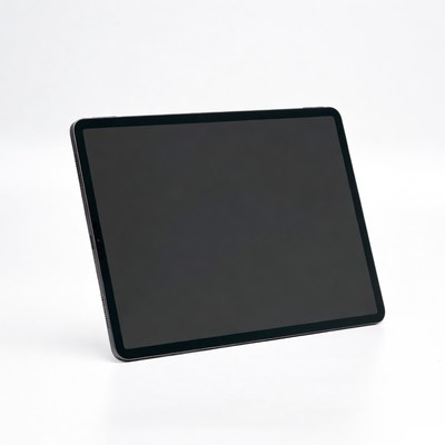 Tablet on white surface with no display