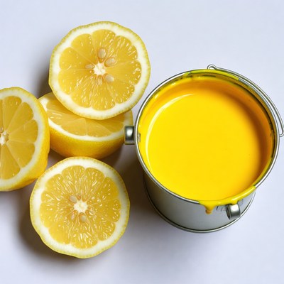 Bright yellow paint and fresh lemons