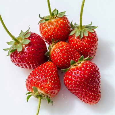 Fresh strawberries on white surface