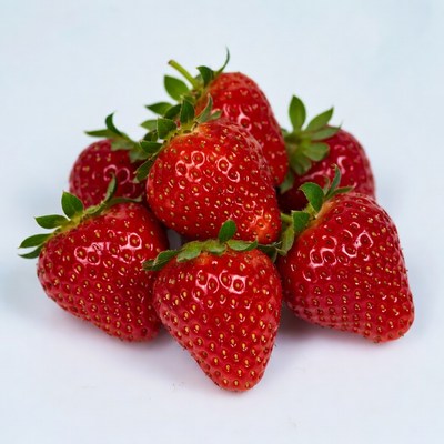 Fresh strawberries on white surface