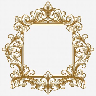 Ornate gold frame design with empty center