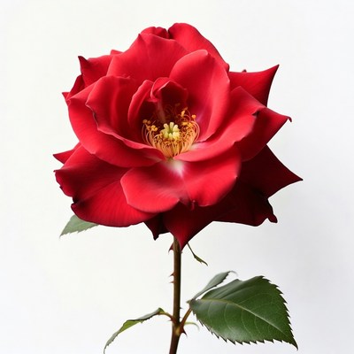 Red rose on plain background