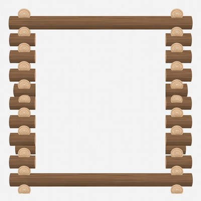 Wooden frame design with logs and circles