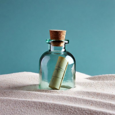 Message in a bottle on sand