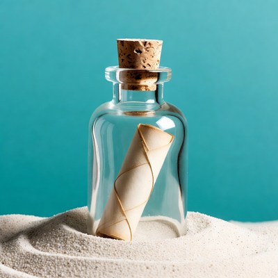 Message in a bottle on sand