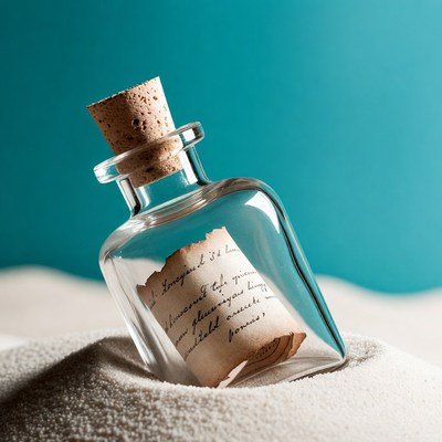 Message in a bottle on sand