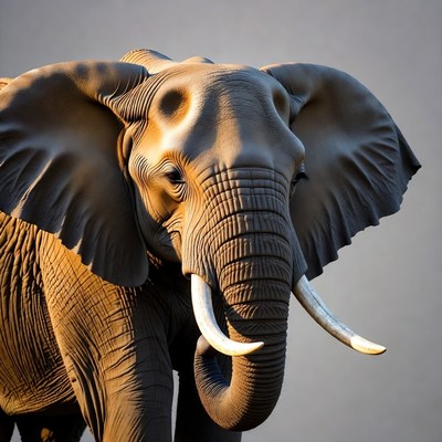 Elephant standing in warm light