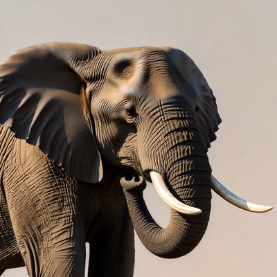 Elephant in the wild under clear sky