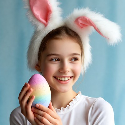Girl holds colorful easter egg